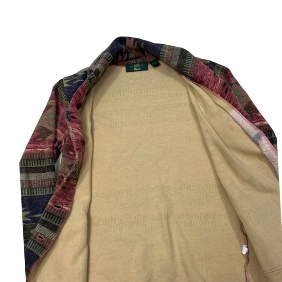 Orvis Southwestern Cotton Fleece Aztec Coat Jacket Shawl Collar Runs Large. - Picture 7 of 10
